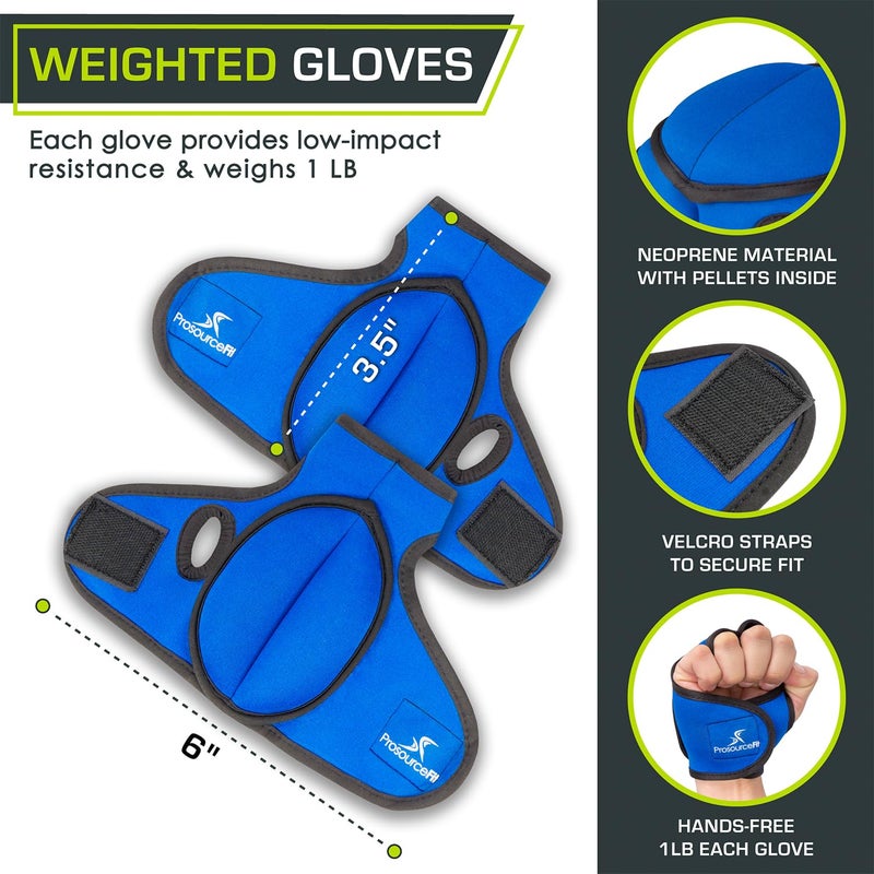 ProsourceFit Weighted Gloves, Pair of Heavy Duty 2 lb. Neoprene for Sculpting and Aerobics - Image 2